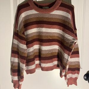 Pink Rose Striped Sweater